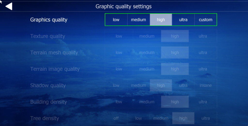 Aerofly FS 4 high graphics quality settings on integrated Radeon graphics